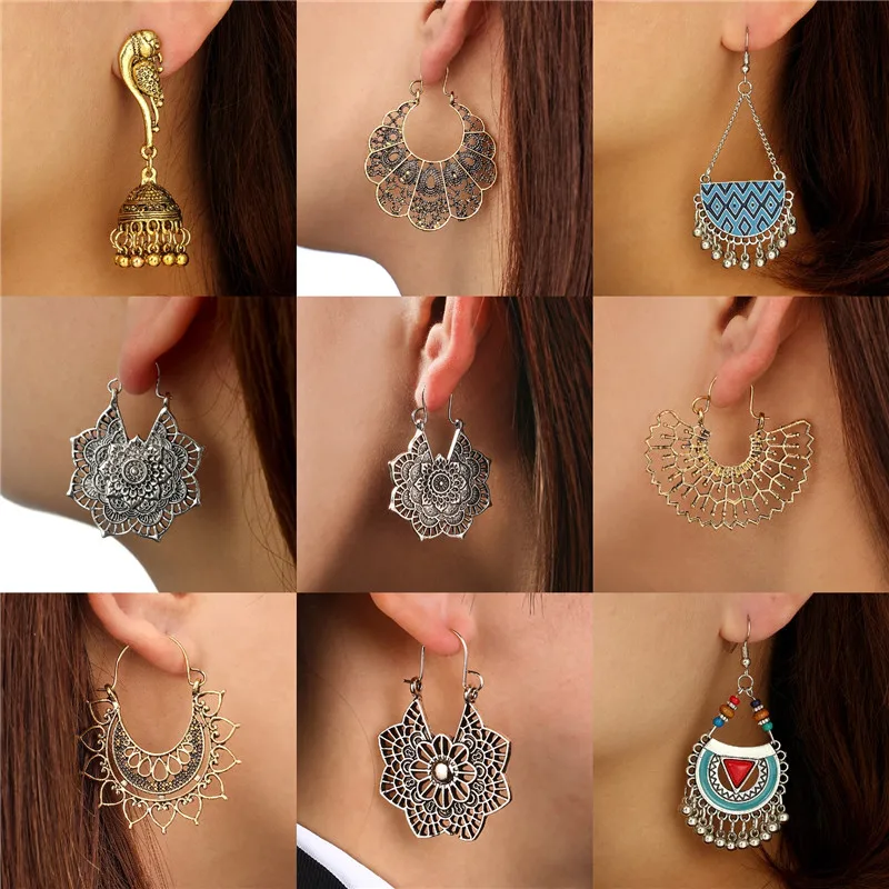 Luokey Vintage Ethnic Earrings For Women Metal Hollow Flower Plant Dangle Earrings Big Geometric Carved Gold Color Drop Earrings
Luokey Vintage Ethnic Earrings For Women Metal Hollow Flower Plant Dangle Earrings Big Geometric Carved Gold Color Drop Earrings