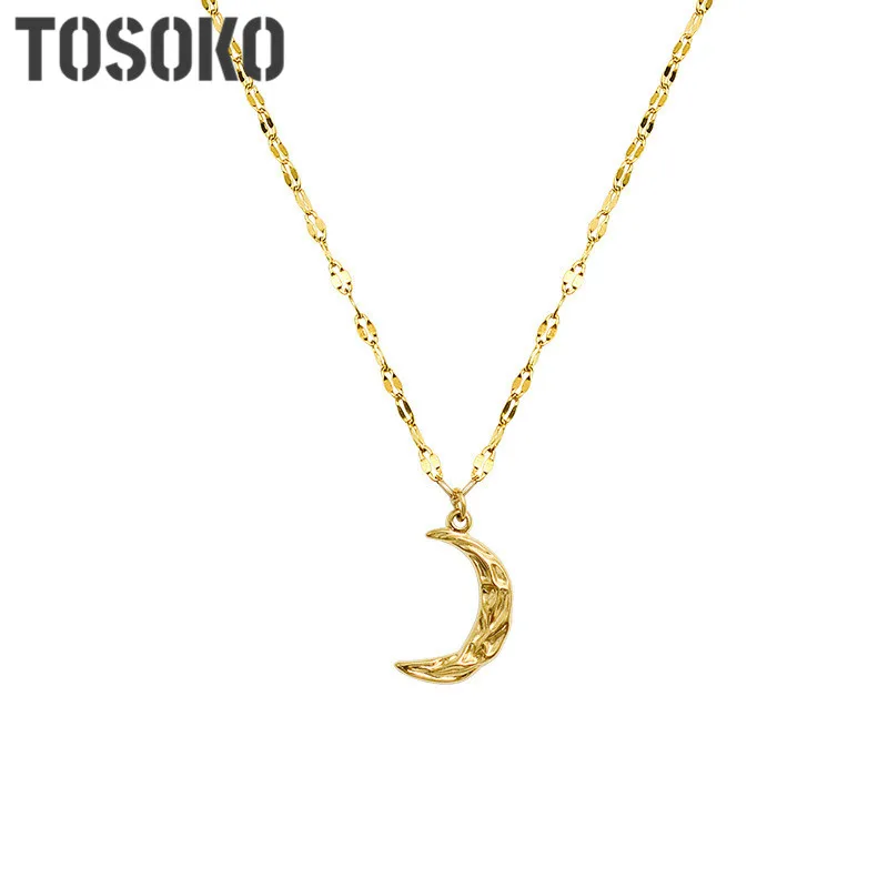 TOSOKO Stainless Steel Jewelry Pleated Moon Crescent Necklace Women's Fashion Clavicle Chain BSP756
TOSOKO Stainless Steel Jewelry Pleated Moon Crescent Necklace Women's Fashion Clavicle Chain BSP756