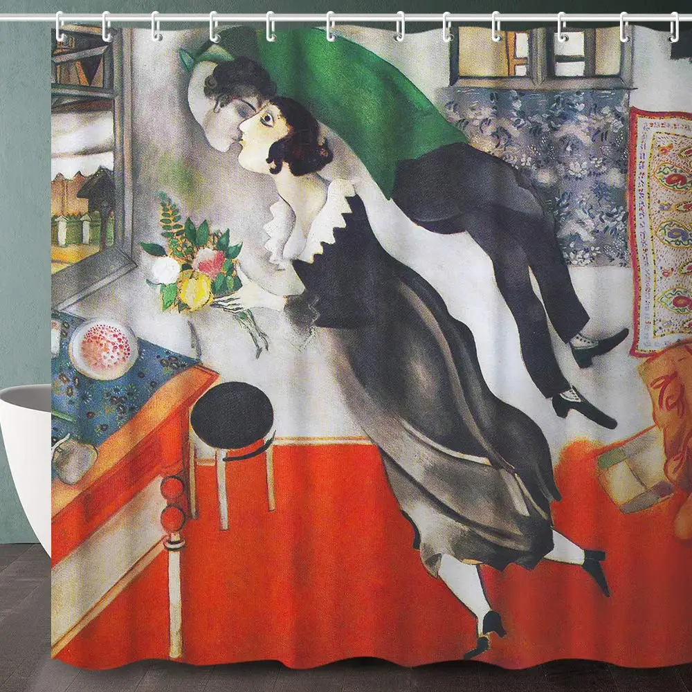 Bathroom Shower Curtain Set with Hooks,Birthday by Marc Chagall,Home Art Paintings Pictures for Bathroom
Bathroom Shower Curtain Set with Hooks,Birthday by Marc Chagall,Home Art Paintings Pictures for Bathroom