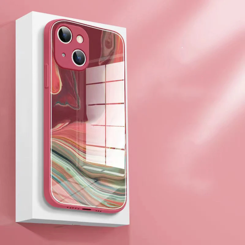 Оригинальный чехол из акварельного стекла для Apple iPhone 13 11 12 Pro Max XR X XS 7 8 Plus