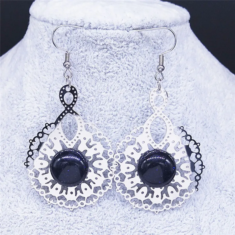 2021 Flower Stainless Steel Natural Stone Drop Earrings Women Silver Color Boho Earring Jewelry boucle doreille femme EXS04
2021 Flower Stainless Steel Natural Stone Drop Earrings Women Silver Color Boho Earring Jewelry boucle doreille femme EXS04