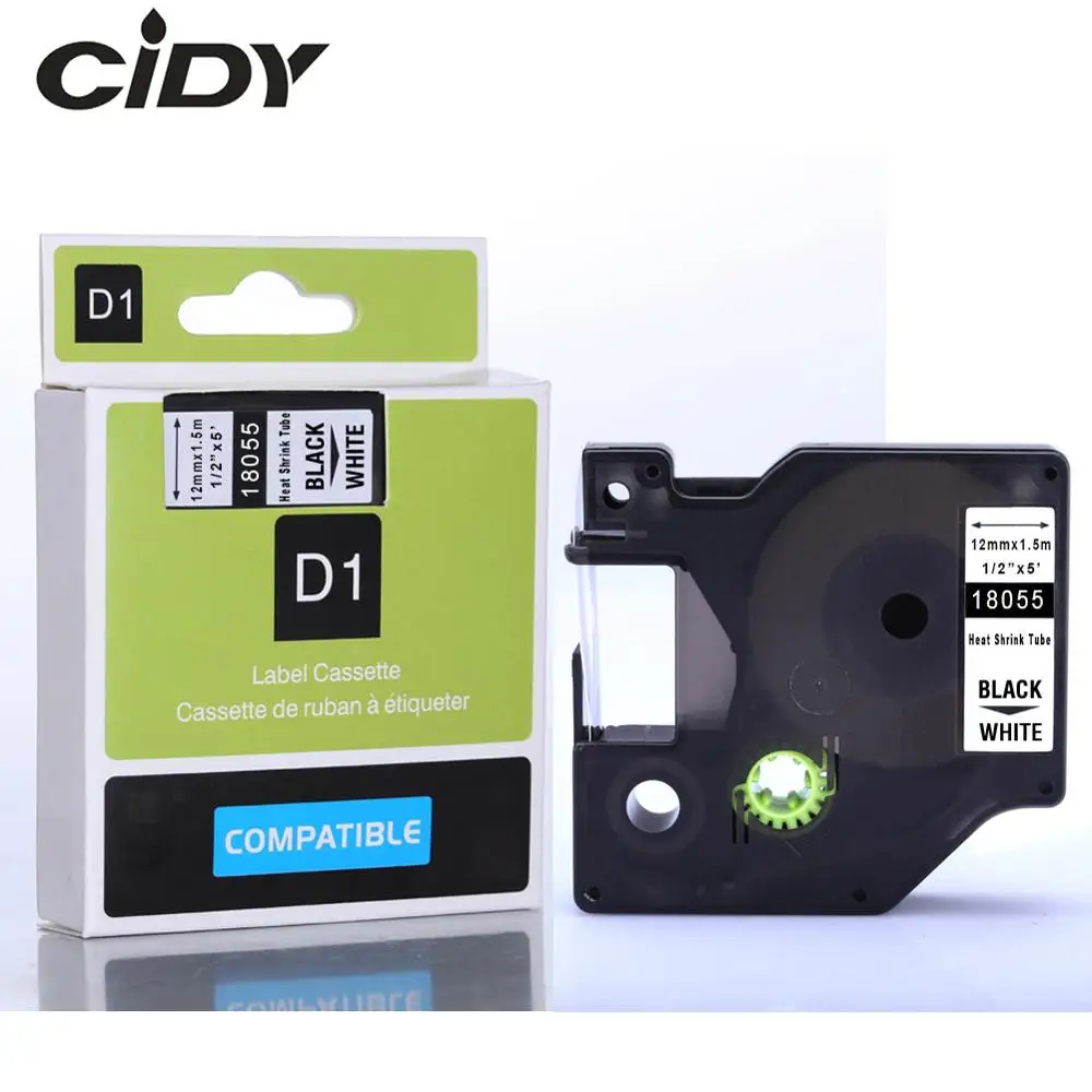 CIDY 18053 18055 18057 черный на белом 9/12/19 мм совместимый с dymo Rhino промышленные