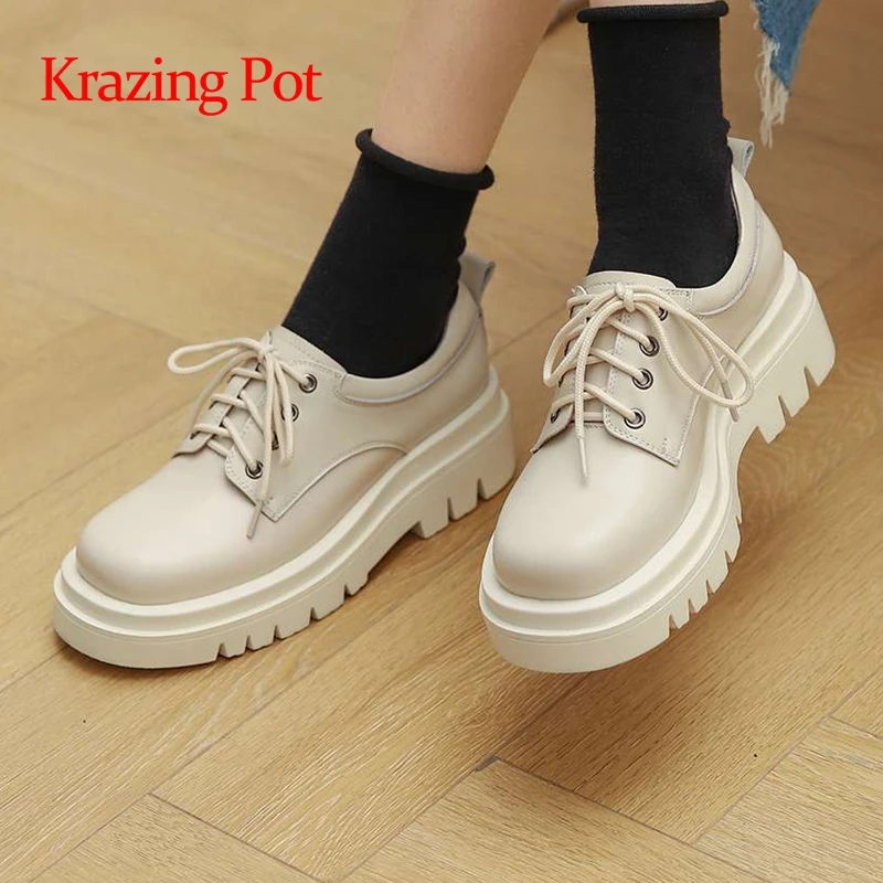 Krazing Pot limited customization big size genuine leather round toe high heels classic colors British style women pumps L6f1
Krazing Pot limited customization big size genuine leather round toe high heels classic colors British style women pumps L6f1