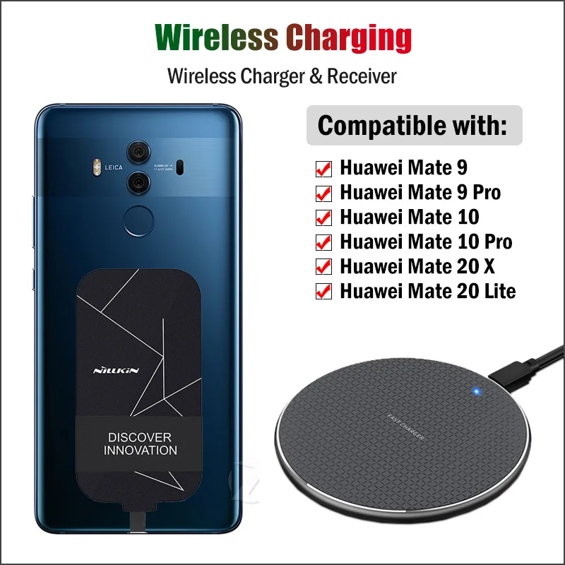 Qi беспроводной зарядный адаптер для Huawei Mate 9 10 Pro 20 Lite X Беспроводное зарядное