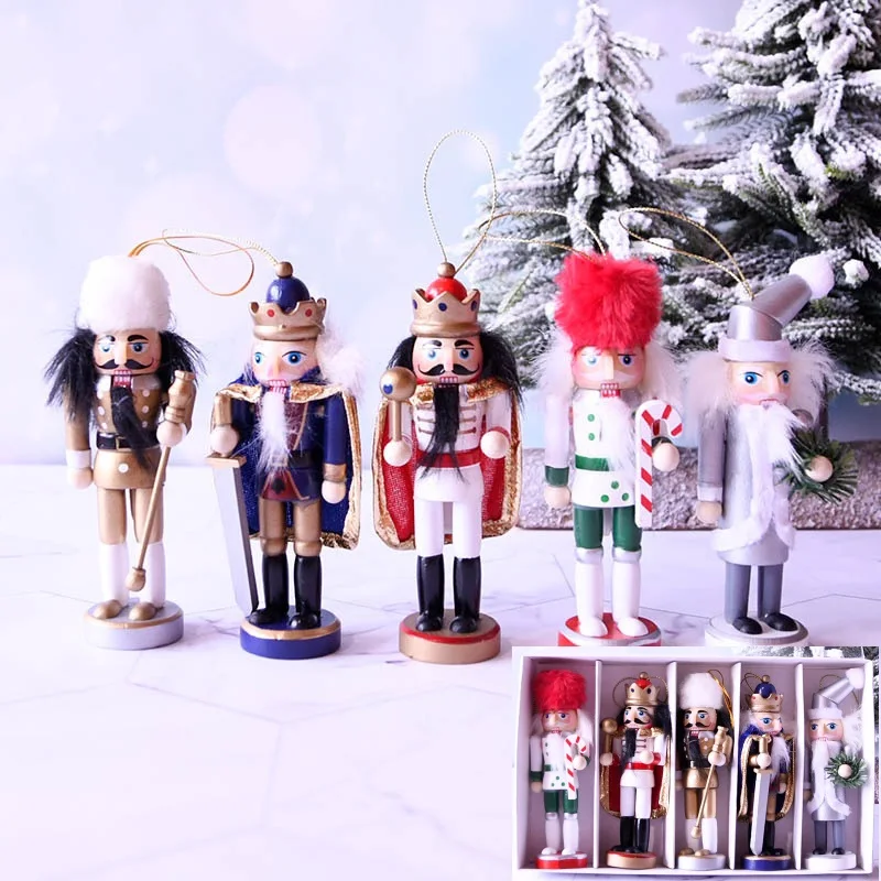 5Pcs 13cm Handpainted Wooden King Nutcracker Figurines Set Puppet Figures Dolls Christmas Ornaments Xmas Gifts Decoration
5Pcs 13cm Handpainted Wooden King Nutcracker Figurines Set Puppet Figures Dolls Christmas Ornaments Xmas Gifts Decoration