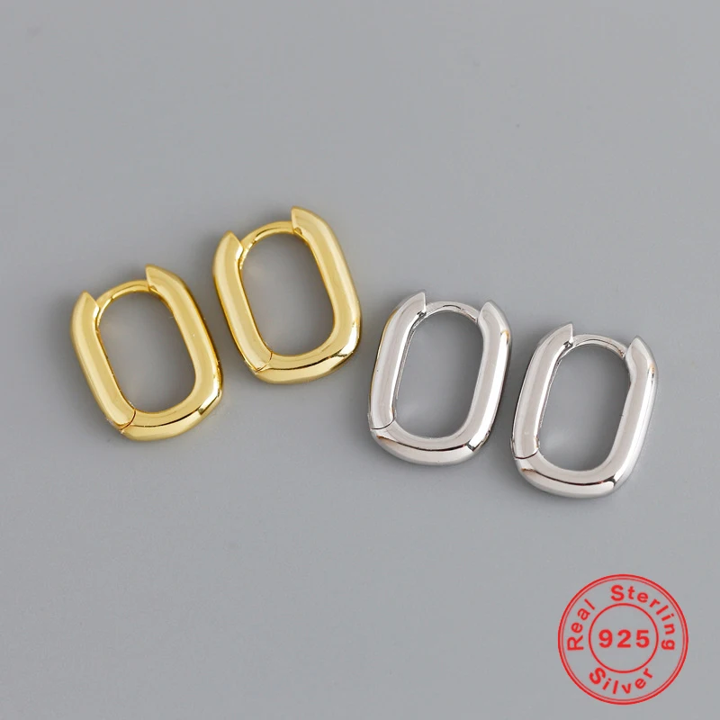 925 Sterling Silver Punk Geometric Oval Hoop Earrings Simple Personality European and American Earings Gold Silver Color Jewelry 
925 Sterling Silver Punk Geometric Oval Hoop Earrings Simple Personality European and American Earings Gold Silver Color Jewelry