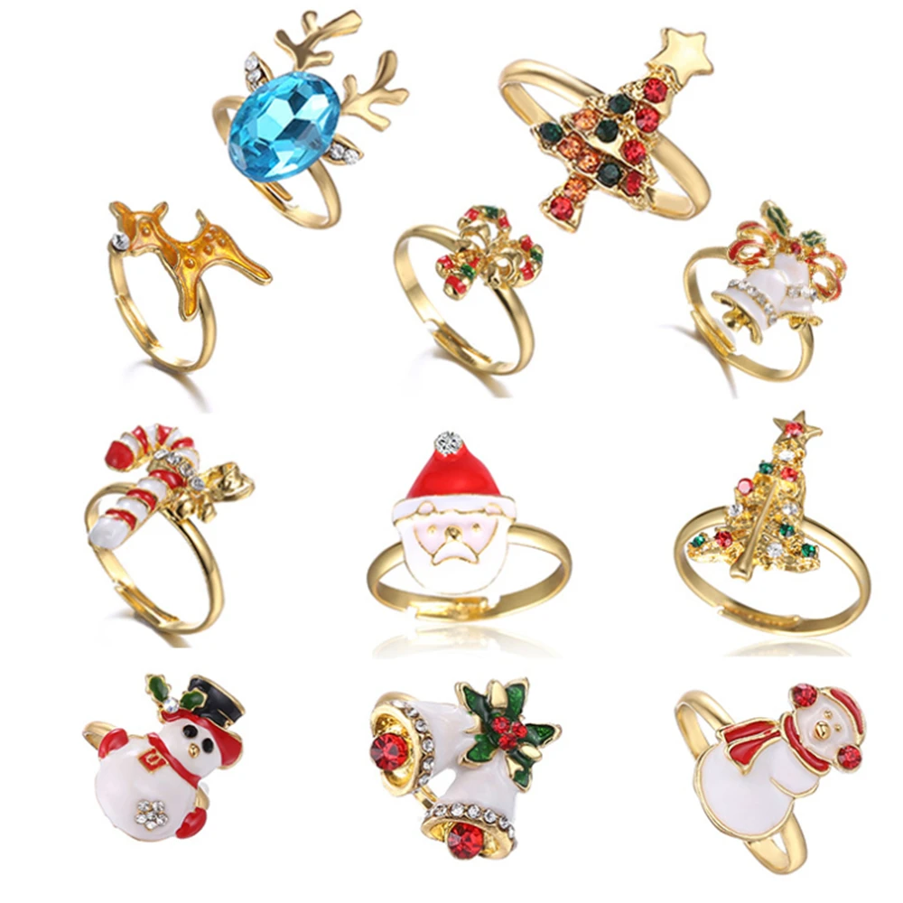 Cartoon Rings Adjustable Xmas Snowman Bell Shape Animal Ring For Women Christmas Jewelry Gifts
Cartoon Rings Adjustable Xmas Snowman Bell Shape Animal Ring For Women Christmas Jewelry Gifts