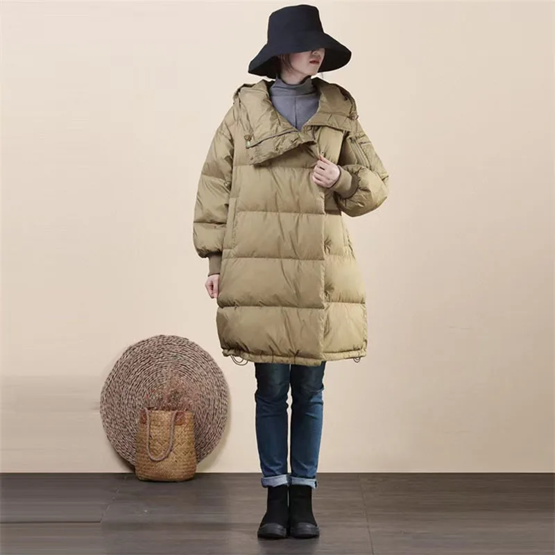 Женская длинная куртка на 2021 белом утином пуху, теплая верхняя одежда с капюшоном, модная уличная одежда, осень-зима 90% 
Женская длинная куртка на 2021 белом утином пуху, теплая верхняя одежда с капюшоном, модная уличная одежда, осень-зима 90%