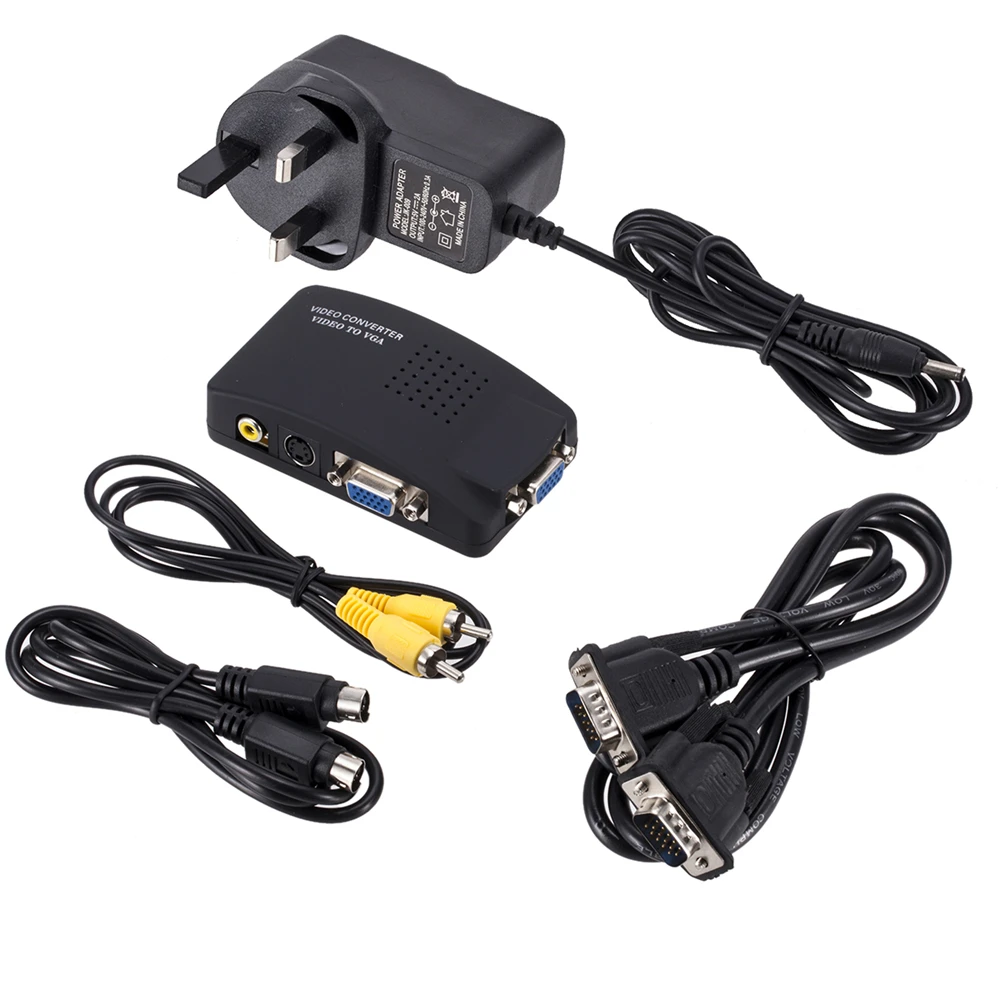 RCA AV To VGA Converter Adapter VGA PC Notebook TV RCA Composite Video S-Video AV To PC Switch VGA LCD Out Of Box Converter
RCA AV To VGA Converter Adapter VGA PC Notebook TV RCA Composite Video S-Video AV To PC Switch VGA LCD Out Of Box Converter