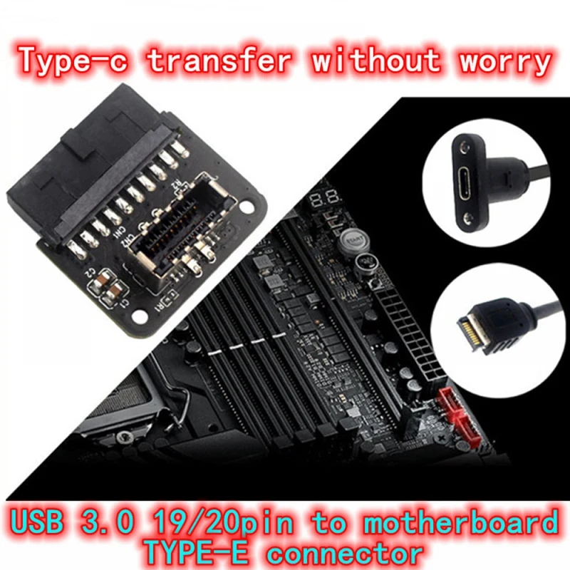 Motherboard USB3.019P/20P to TYPE-E 90 Degree Adapter Chassis Front TYPE C Plug-in Port
Motherboard USB3.019P/20P to TYPE-E 90 Degree Adapter Chassis Front TYPE C Plug-in Port