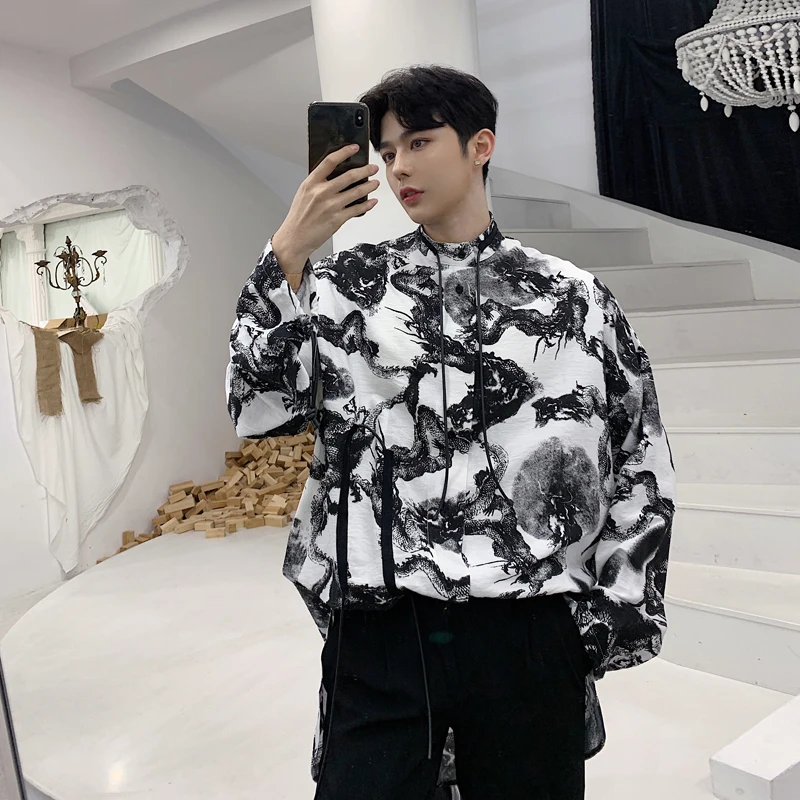 Chinese Ink Dragon Shirt Pattern Easy Man Long Thin Sleeve hawaiian Two Color Single Breasted Cartoon Japan Style Black
Chinese Ink Dragon Shirt Pattern Easy Man Long Thin Sleeve hawaiian Two Color Single Breasted Cartoon Japan Style Black