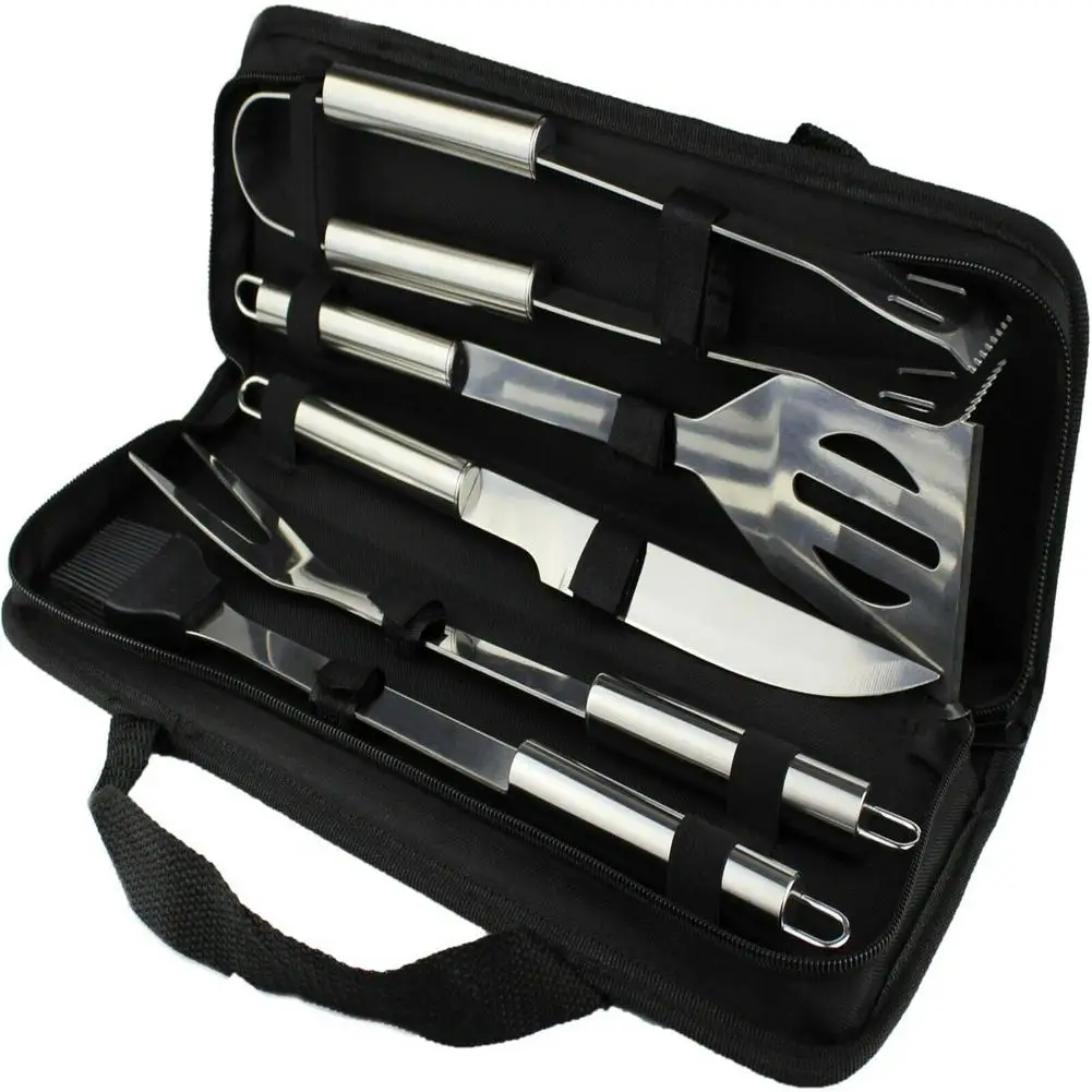Набор инструментов для барбекю, гриля, 5 шт./компл., с тканевой сумкой для кемпинга, пикника 
Набор инструментов для барбекю, гриля, 5 шт./компл., с тканевой сумкой для кемпинга, пикника