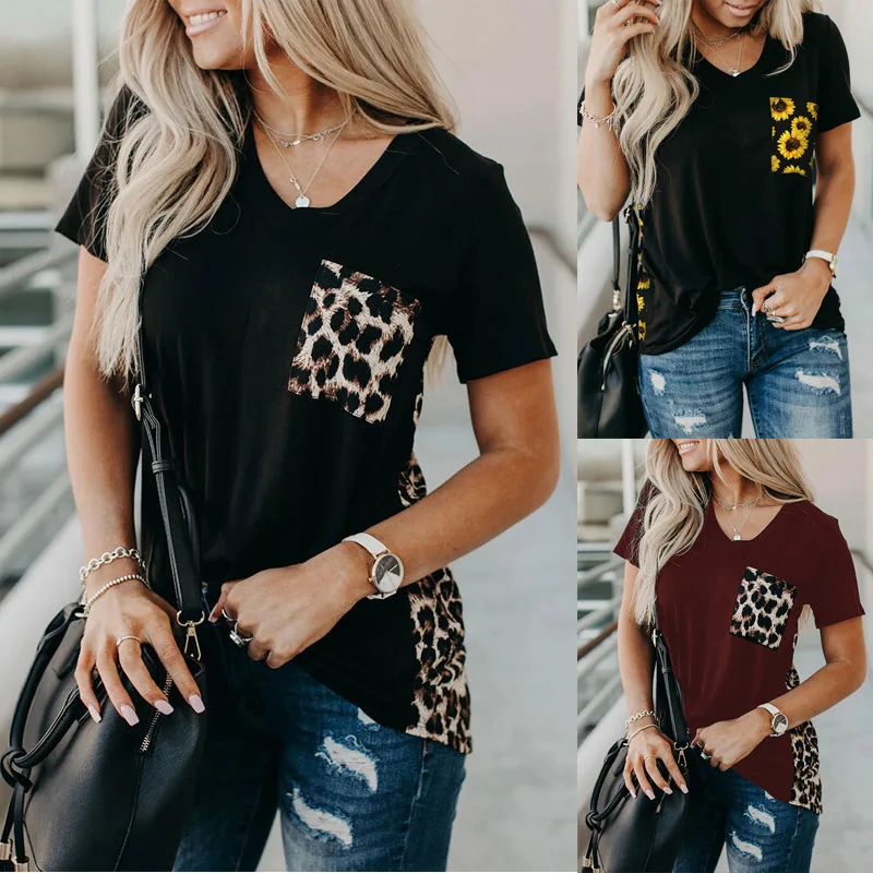 Leopard Print Women Shirts V-neck Graphic Tees Vintage Adventure Time Aesthetic 2020 Summer Streetwear Contrast Pocket
Leopard Print Women Shirts V-neck Graphic Tees Vintage Adventure Time Aesthetic 2020 Summer Streetwear Contrast Pocket