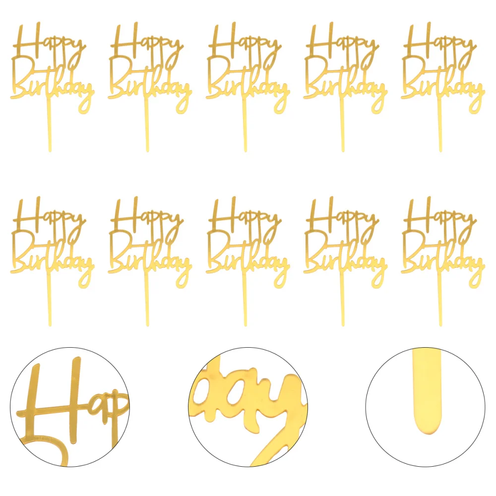 10Pcs Cake Topper Cake Inserts Cupcake Decor Party Supplies