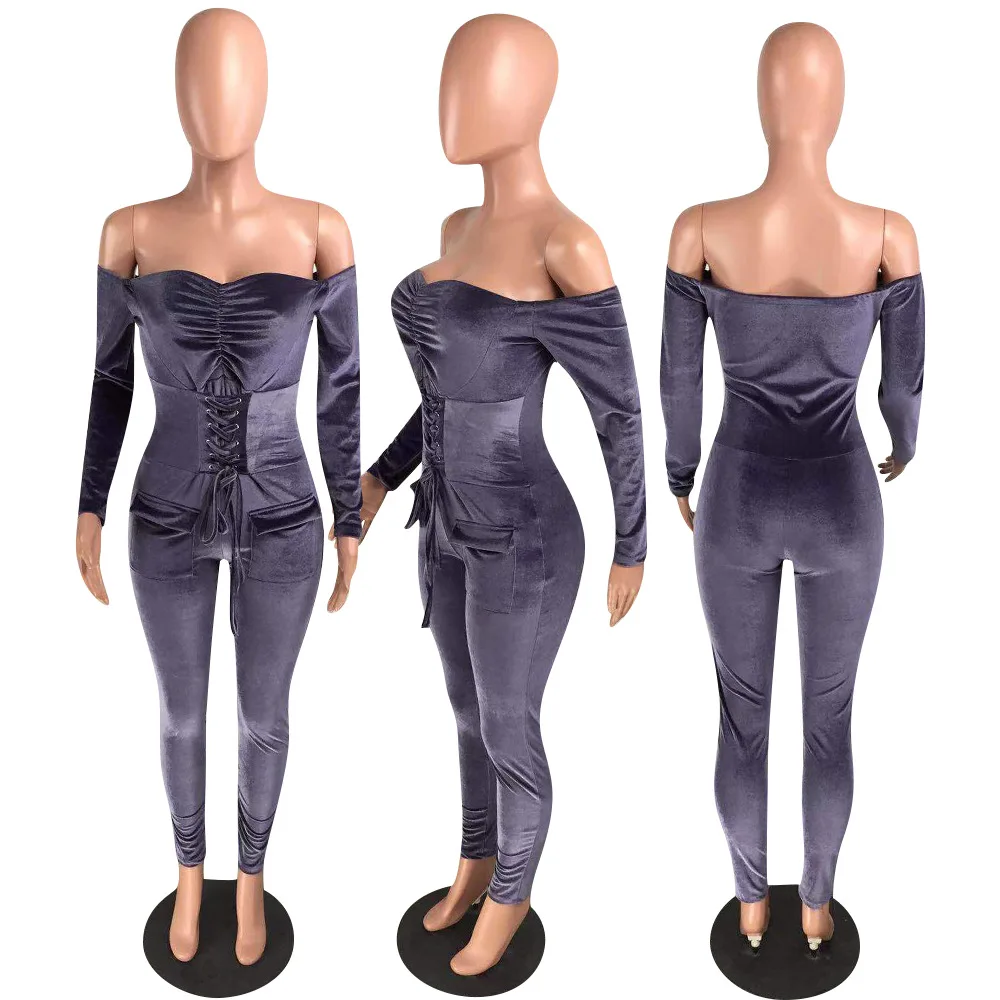 2021 Spring Autumn women jumpsuit stock Hot selling fashion off shoulder bandage women sexy one piece jumpsuit
2021 Spring Autumn women jumpsuit stock Hot selling fashion off shoulder bandage women sexy one piece jumpsuit