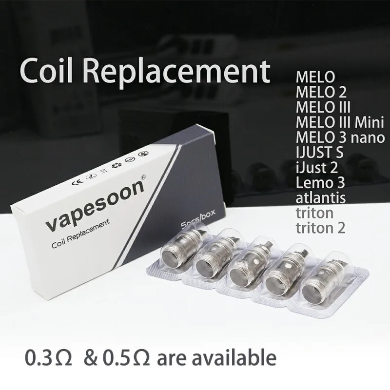 5pcs/pack original vapesoon replacement atomizer coil EC coil 0.3ohm 0.5ohm for i just s i just 2 melo 3 mleo 3 mini atomizer
5pcs/pack original vapesoon replacement atomizer coil EC coil 0.3ohm 0.5ohm for i just s i just 2 melo 3 mleo 3 mini atomizer