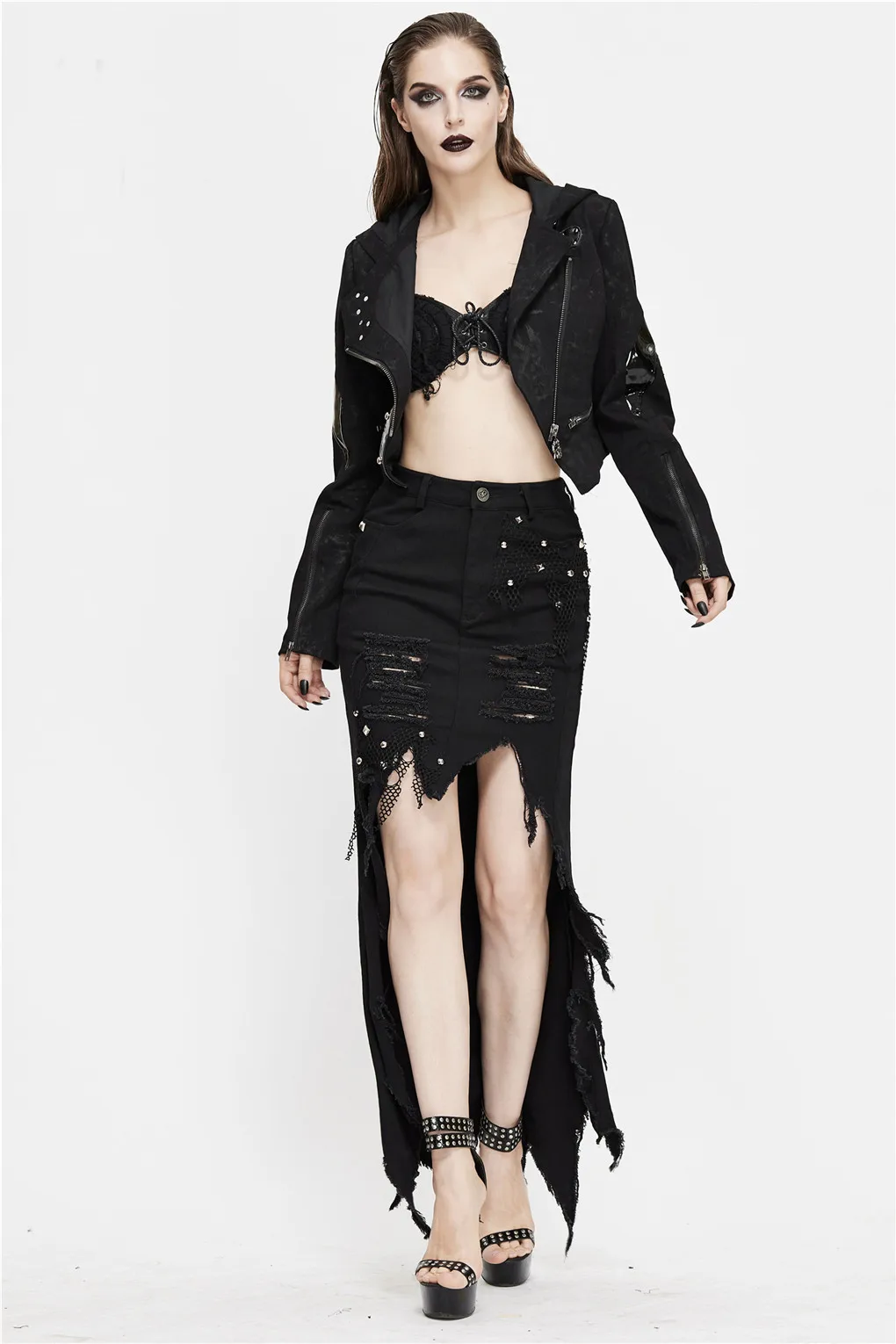 Punk Black Women Clothing Sexy New High Quality Dreak Women Skirts Long Skirt Holes Rivets Irregular Shape Party
Punk Black Women Clothing Sexy New High Quality Dreak Women Skirts Long Skirt Holes Rivets Irregular Shape Party