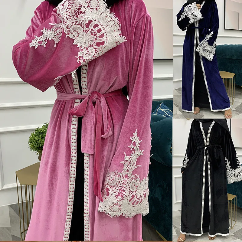 High Quality Elegance Abayas for Women Muslim Dress Lace Up Modest Clothes Cardigan Kaftan Moroccan Robes Velvet Satin Dresses
High Quality Elegance Abayas for Women Muslim Dress Lace Up Modest Clothes Cardigan Kaftan Moroccan Robes Velvet Satin Dresses