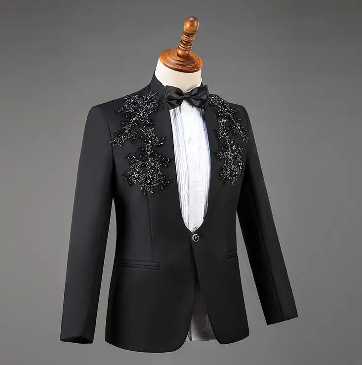 Stand collar sequins blazer men groom suit set with pants mens wedding suits costume singer stage cloth formal dress blue B381
Stand collar sequins blazer men groom suit set with pants mens wedding suits costume singer stage cloth formal dress blue B381