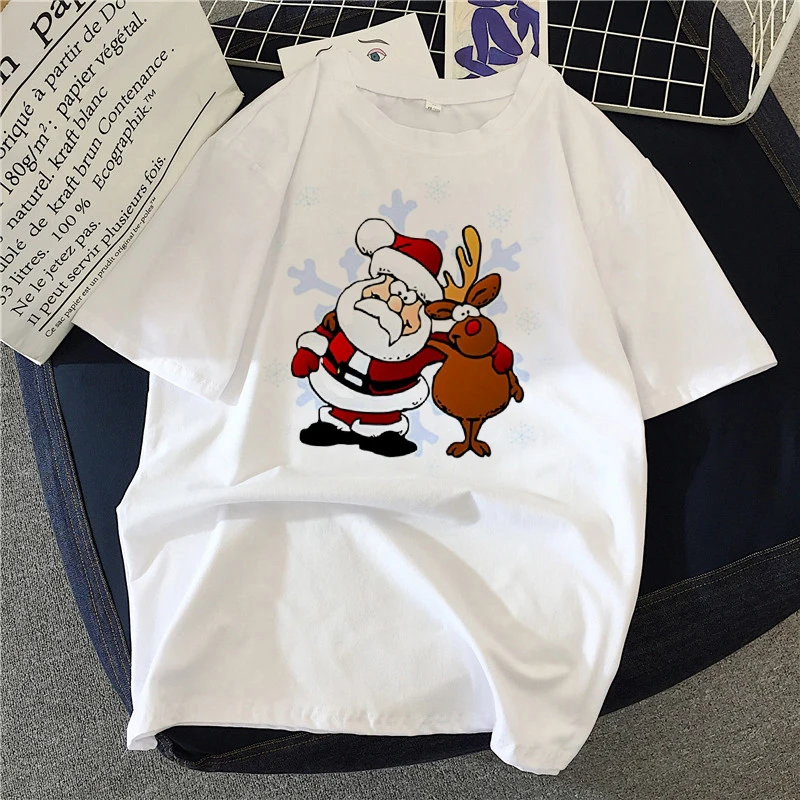 Summer Fashion Shirt Santa and deer Graphic T Shirt Women Tops Base O-neckBlack Tees Short Sleeve Funny Girls Tshirt
Summer Fashion Shirt Santa and deer Graphic T Shirt Women Tops Base O-neckBlack Tees Short Sleeve Funny Girls Tshirt
