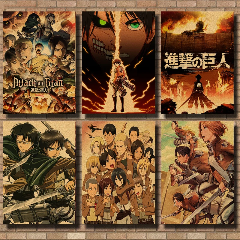 Japanese Classic Anime Attack on Titan Poster Kraft Paper Prints and Posters Home Room Decor Art Wall Stickers
Japanese Classic Anime Attack on Titan Poster Kraft Paper Prints and Posters Home Room Decor Art Wall Stickers