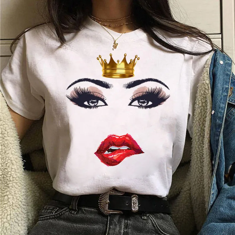 Women T Shirt Eye Lashes and Mouth Printed Tops Female Cute Graphic Tee Shirts New Fashion Women Short Sleeve T-shirt Clothing
Women T Shirt Eye Lashes and Mouth Printed Tops Female Cute Graphic Tee Shirts New Fashion Women Short Sleeve T-shirt Clothing