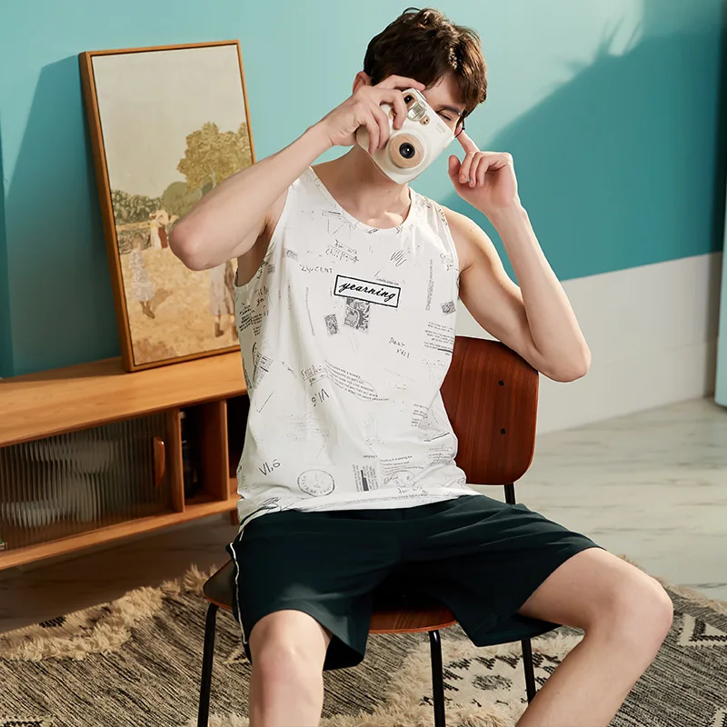 Pijamas Hombre Verano Manga Corta 2 Piece Pajama Set Printed Pajamas Sleeveless Nightgown Tropical Sleepwear Cotton
Pijamas Hombre Verano Manga Corta 2 Piece Pajama Set Printed Pajamas Sleeveless Nightgown Tropical Sleepwear Cotton