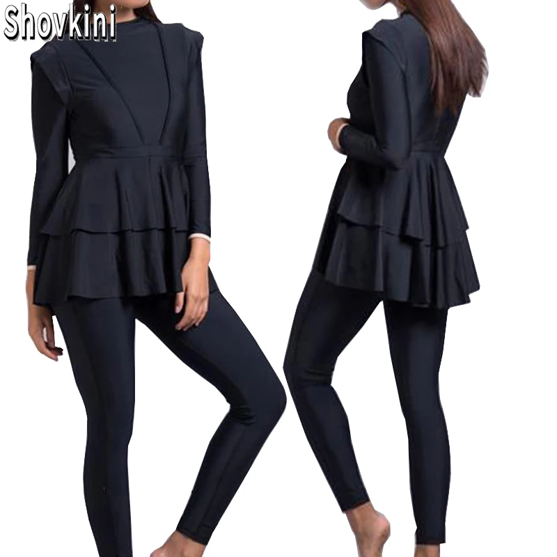 2022 Three Pieces Plus Size Muslim Swimwear Whole Black Ruffles Burkini With Bra Padding Swimsuits Women Maillot De Bain Femme
2022 Three Pieces Plus Size Muslim Swimwear Whole Black Ruffles Burkini With Bra Padding Swimsuits Women Maillot De Bain Femme
