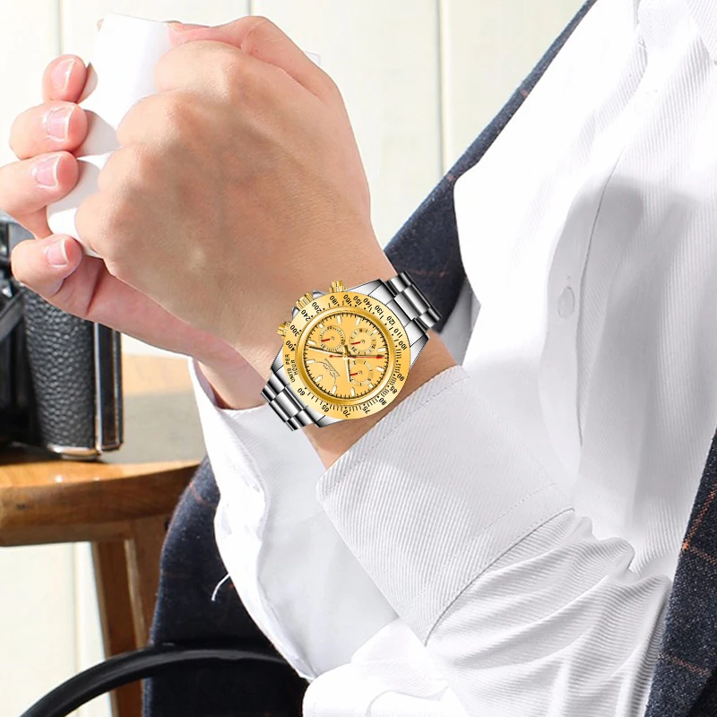 Jaragar Three Dial Automatic Watch Silver Golden Stainless Steel Luminous Business Sport Male Watch Mechanical Relogio Masculino
Jaragar Three Dial Automatic Watch Silver Golden Stainless Steel Luminous Business Sport Male Watch Mechanical Relogio Masculino