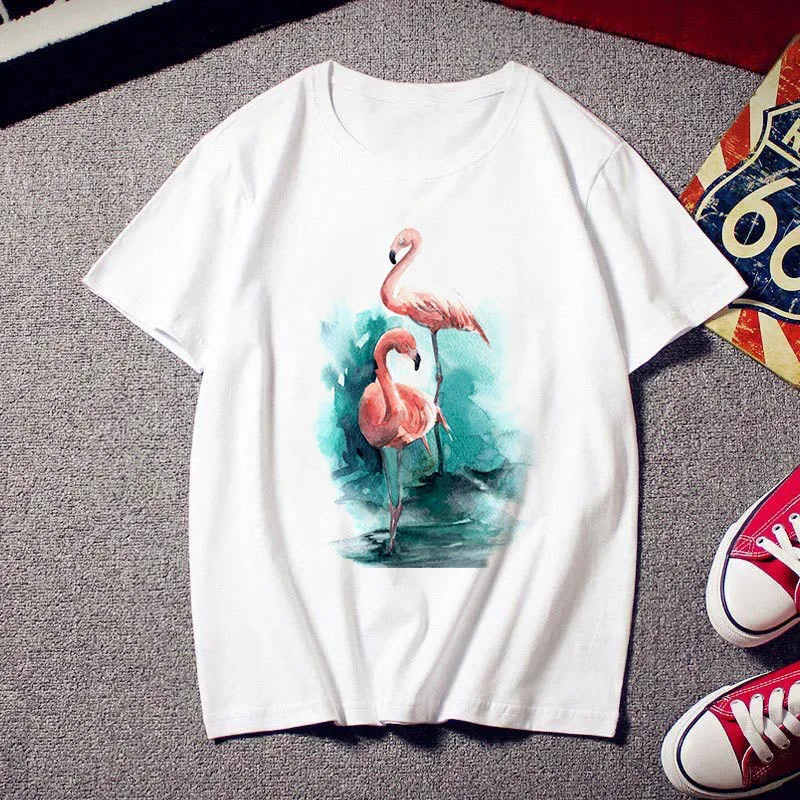 Woman T-shirt New Flamingo Summer Print T-shirt Casual White Top T-shirt Fashion Woman Cartoon Short Sleeve
Woman T-shirt New Flamingo Summer Print T-shirt Casual White Top T-shirt Fashion Woman Cartoon Short Sleeve