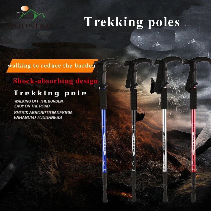 

NUONEKO Walking Stick Tourism Climbing Hiking Canes Mountain Accessories Ultralight Three-section Telescopic Trekking Poles CA14