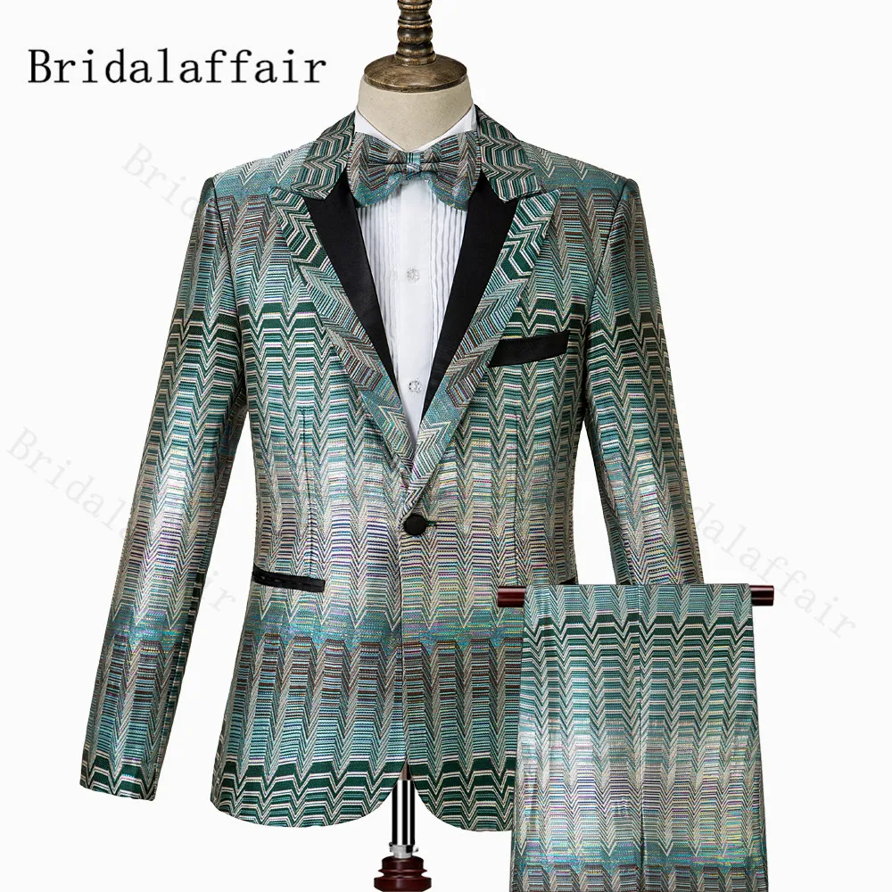 Bridalaffair крутые и холодные мужские смокинги с узором пиковые лацканы черный