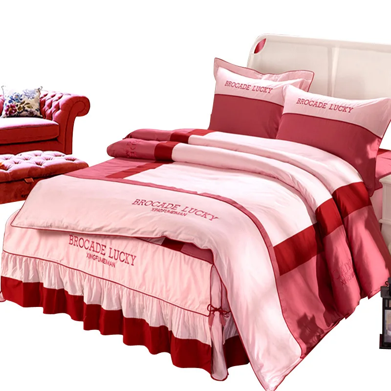 100% Cotton Duvet Cover Set 4pcs Luxury Embroidery Flower Bedding Set Soft Comforter Full Queen King Solid Bed Skirt Pillowcases
100% Cotton Duvet Cover Set 4pcs Luxury Embroidery Flower Bedding Set Soft Comforter Full Queen King Solid Bed Skirt Pillowcases