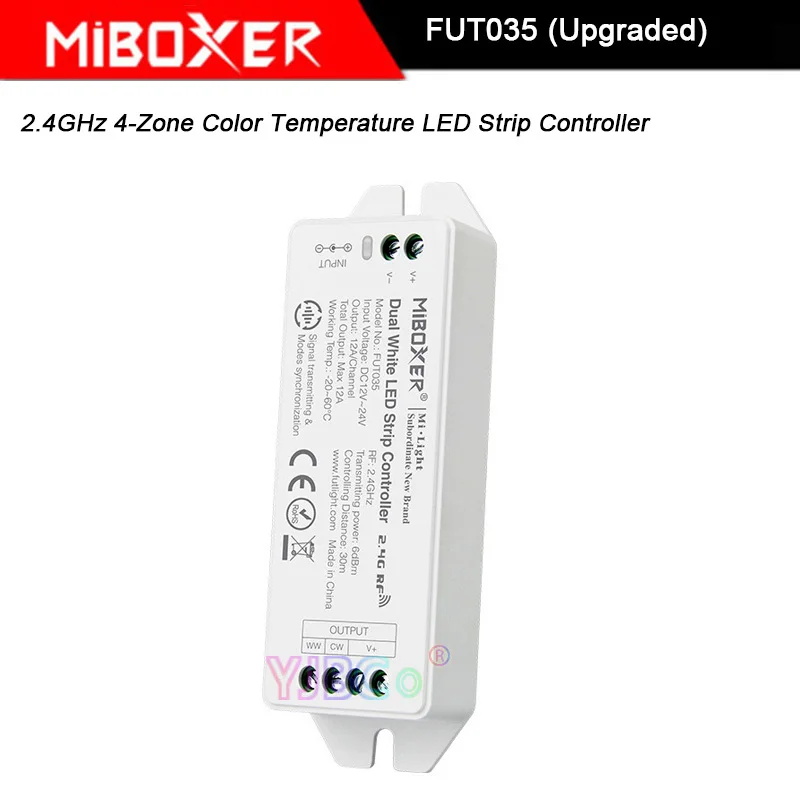 Miboxer 2.4GHz 4-Zone Color Temperature LED Strip light Controller,FUT035 (Upgraded) DC12V~24V Double white led lamp tape dimmer
Miboxer 2.4GHz 4-Zone Color Temperature LED Strip light Controller,FUT035 (Upgraded) DC12V~24V Double white led lamp tape dimmer