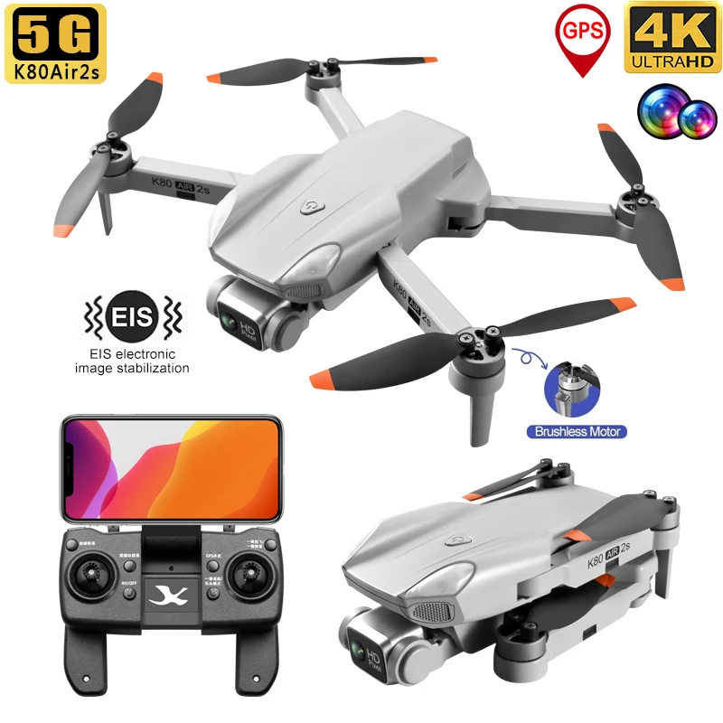 2021 K80Air 2S GPS Дрон 5G 4K WI-FI Profesional EIS и ХД двойная Камера бесщеточный мотор RC Drone