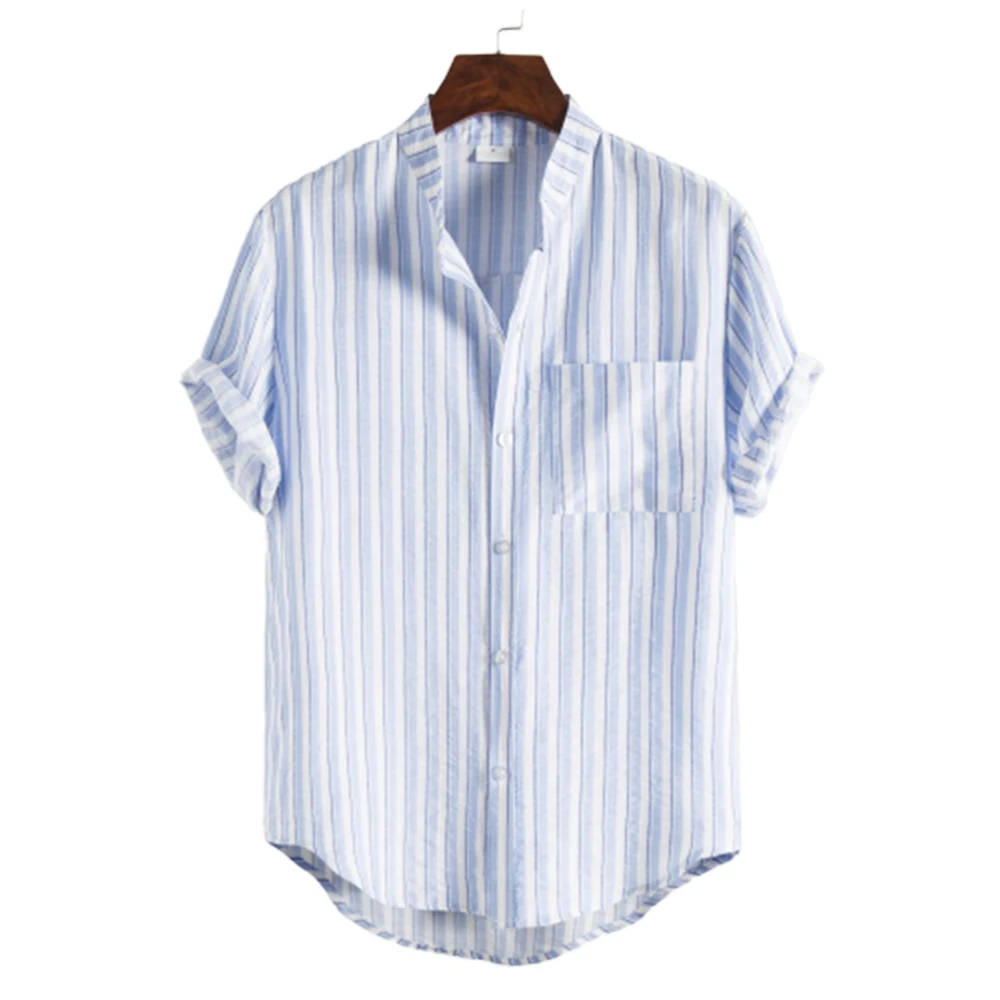 Men's stand up collar stripe color matching quality short sleeve shirt summer leisure comfortable simple short sleeve shirt
Men's stand up collar stripe color matching quality short sleeve shirt summer leisure comfortable simple short sleeve shirt