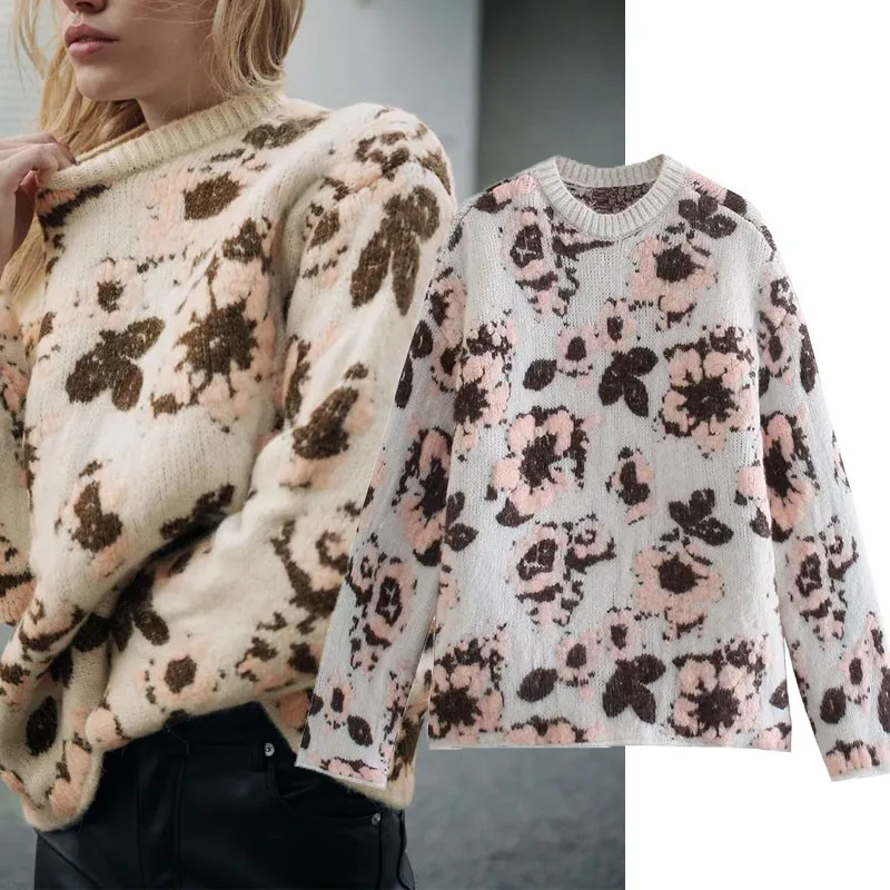Za 2021 Vintage Jacquard Knit Warm Sweater Women Long Sleeve Oversized Jumper Loose Pullover Female Streetwear Knitted Sweaters
Za 2021 Vintage Jacquard Knit Warm Sweater Women Long Sleeve Oversized Jumper Loose Pullover Female Streetwear Knitted Sweaters