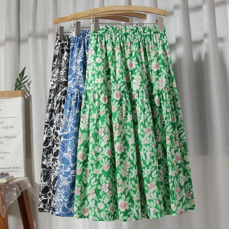 2021 Summer New Floral Half-Length Skirt Female Print Stitching A-Line Skirt Mid-Length High-Waist Cotton Large Swing Skirt 
2021 Summer New Floral Half-Length Skirt Female Print Stitching A-Line Skirt Mid-Length High-Waist Cotton Large Swing Skirt