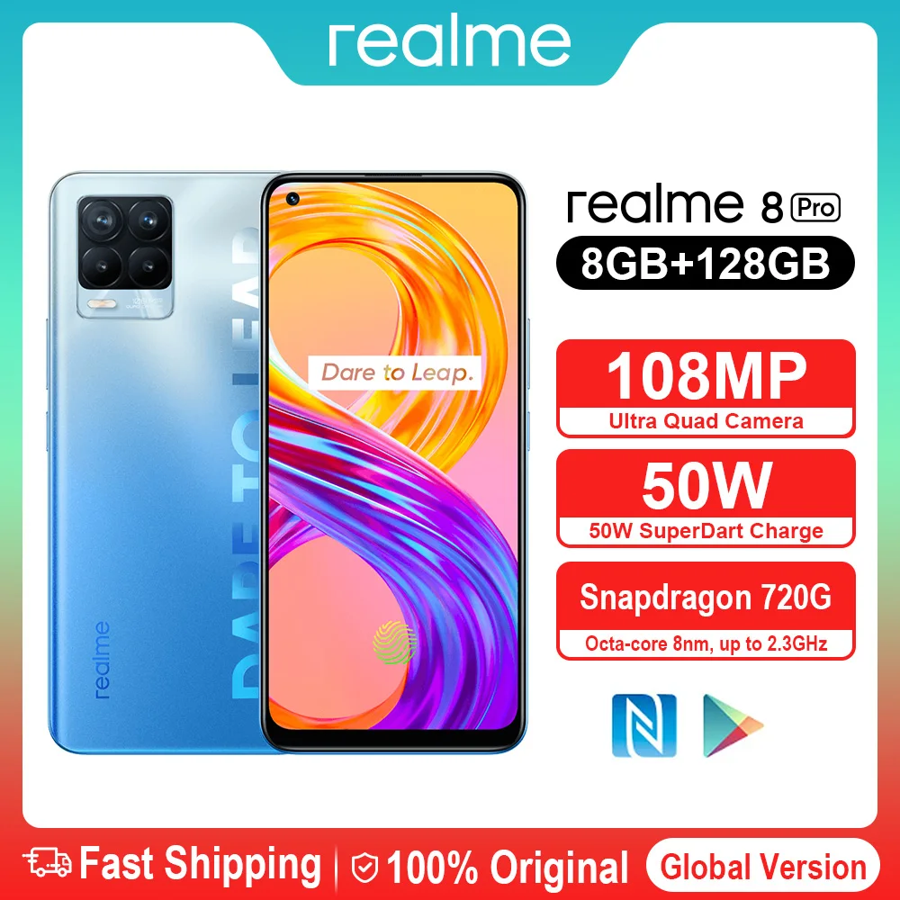 

Смартфон Realme 8 Pro NFC, 128 МП, 8 + 720 ГБ, 6,4 дюйма, 50 Вт, 4500 мА · ч