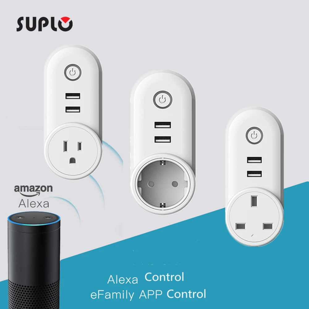 

SUPLO Smart Plug USB Wifi Smart Socket US UK EU Plug Works With Google Home Alexa IFTTT