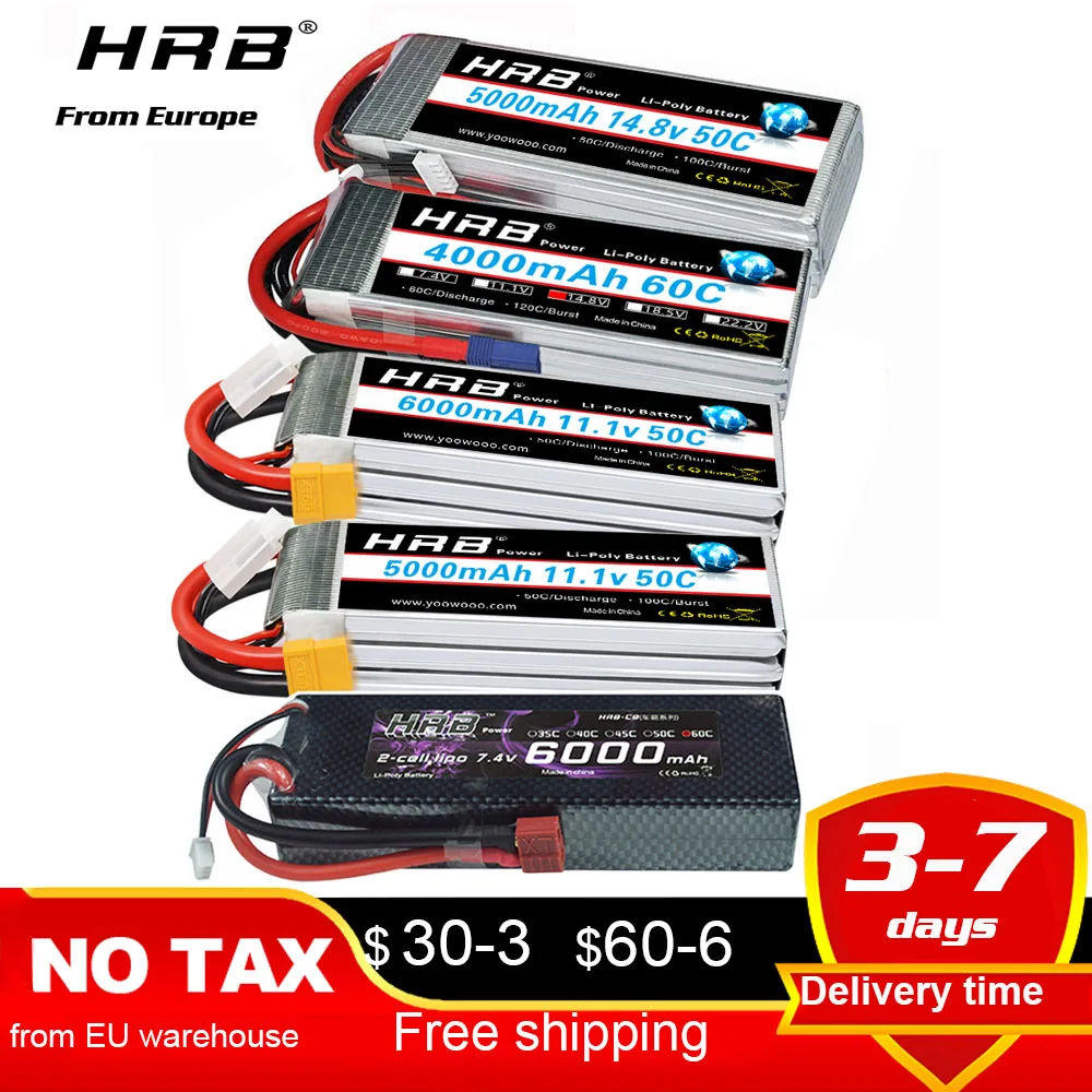 Аккумулятор HRB 6S 4S, 3S, 11,1 В, 14,8 в, 3300 мА · ч, 4000 мА · ч, 5000 мА · ч, 6000 мА · ч, Разъем XT60 Deans для радиоуправляемого автомобиля, грузовика, дрона, лодки
Аккумулятор HRB 6S 4S, 3S, 11,1 В, 14,8 в, 3300 мА · ч, 4000 мА · ч, 5000 мА · ч, 6000 мА · ч, Разъем XT60 Deans для радиоуправляемого автомобиля, грузовика, дрона, лодки