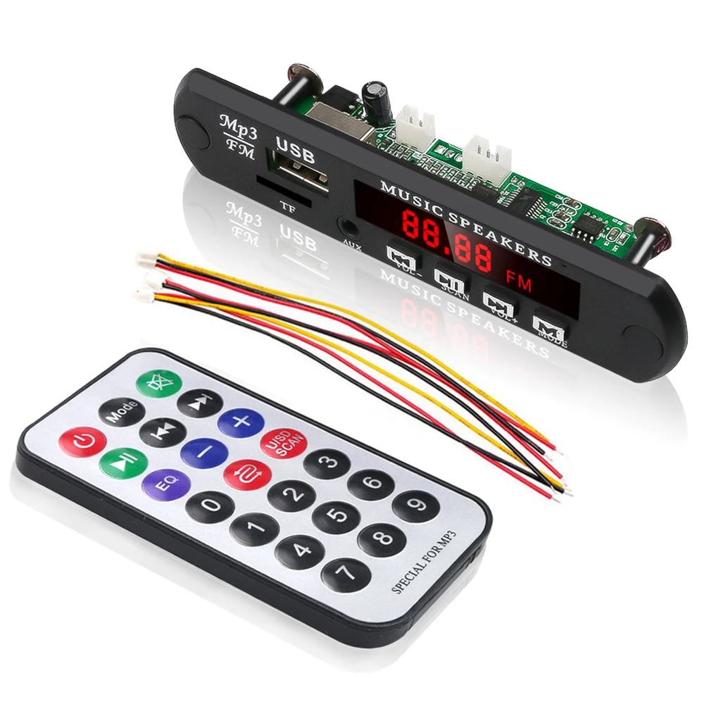 Kebidu 5V 12V WMA USB MP3 декодер аудио Плата модуль FM AUX TF радио без Bluetooth с пультом