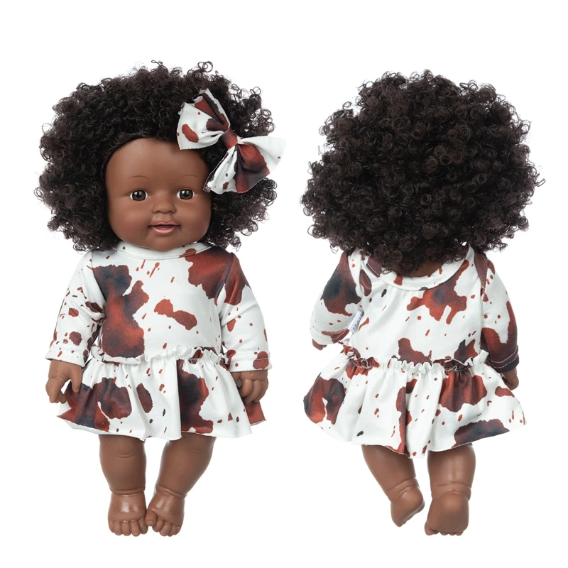 New 12Inch Black doll Movable Joint Toy Christmas Best Gift For Baby Girl Mini Cute Explosive hairstyle Doll Children Gift