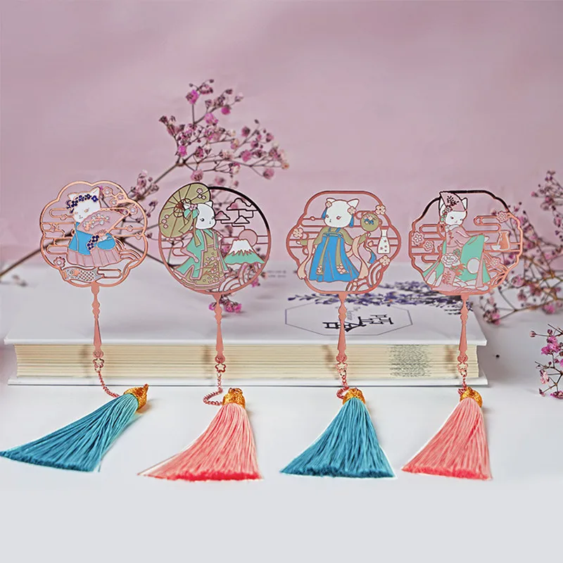 Металлическая Закладка для книги Kawaii Hanfu животного с изображением "Кот" Segnalibro