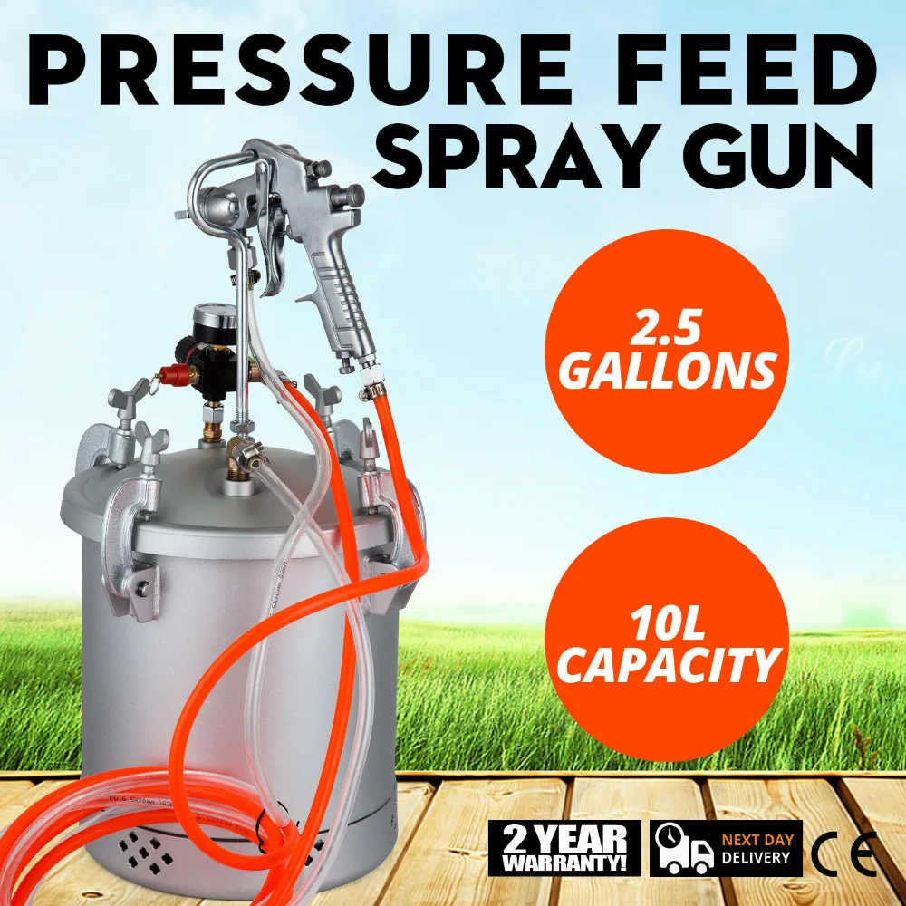 10L Paint Tank 2-1/2 Gallon Pressure Pot Paint Max 30 PSI Pressure Tank Paint 10 ft Air and Fluid Hoses
10L Paint Tank 2-1/2 Gallon Pressure Pot Paint Max 30 PSI Pressure Tank Paint 10 ft Air and Fluid Hoses