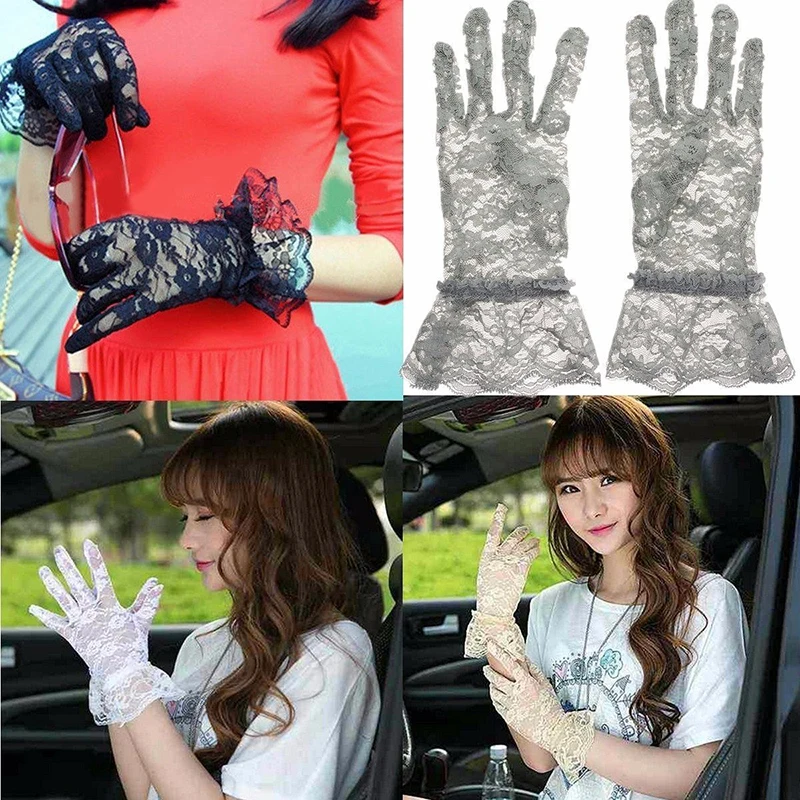 Ladies outdoor travel, driving, cycling, black big lace sexy lace short solid color sunscreen gloves
Ladies outdoor travel, driving, cycling, black big lace sexy lace short solid color sunscreen gloves
