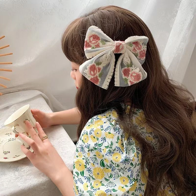 Large Size Long Ribbon Bow Hair Clips For Girls Rose Embroidery Hairpin For Women French Style Fairy Lace Hair Accessories 2021
Large Size Long Ribbon Bow Hair Clips For Girls Rose Embroidery Hairpin For Women French Style Fairy Lace Hair Accessories 2021
