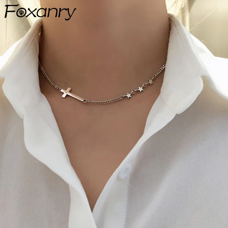 Foxanry 925 стерлингового серебра ключица цепочка ожерелье для женщин в винтажном стиле простые элегантные Симпатичные модельные туфли Star вече...
Foxanry 925 стерлингового серебра ключица цепочка ожерелье для женщин в винтажном стиле простые элегантные Симпатичные модельные туфли Star вече...