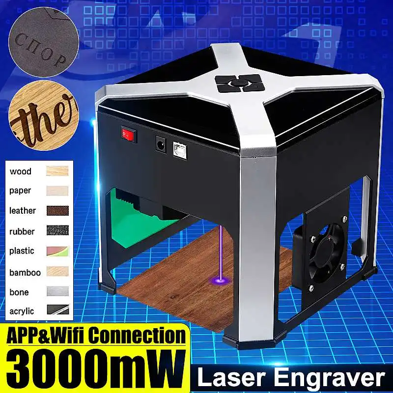 Woodworking 3000mW K6 Laser Engraver WIFI USB Intelligent Control DIY Logo Mark Printer Desktop Laser Engraving Machine
Woodworking 3000mW K6 Laser Engraver WIFI USB Intelligent Control DIY Logo Mark Printer Desktop Laser Engraving Machine
