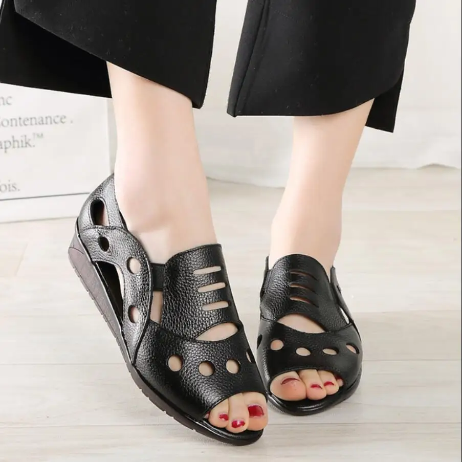 Женская обувь летние сандалии из натуральной кожи С открытым носком